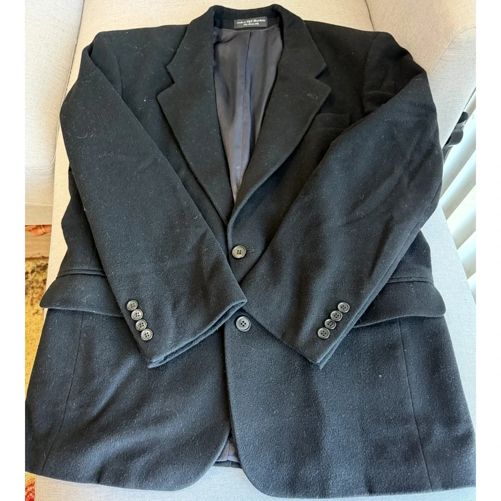 Vtg Gianfranco Ruffini Cashmere Blend black Sport Coat jacket Sz S 40 Preppy